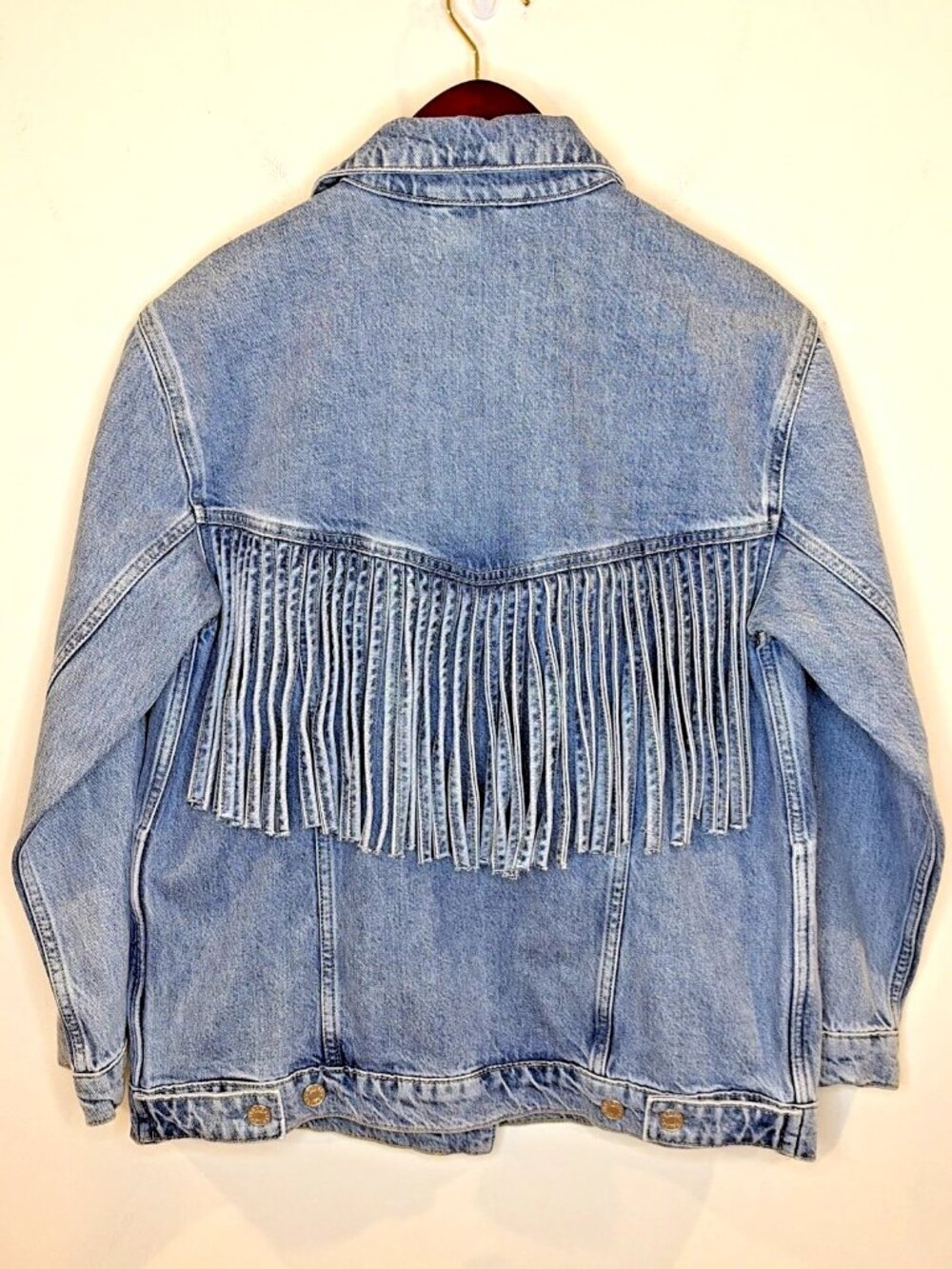 NWT RAILS Denim Jacket Women's S Rodeo Fringe Oversized Trucker Western - Picture 4 of 15
